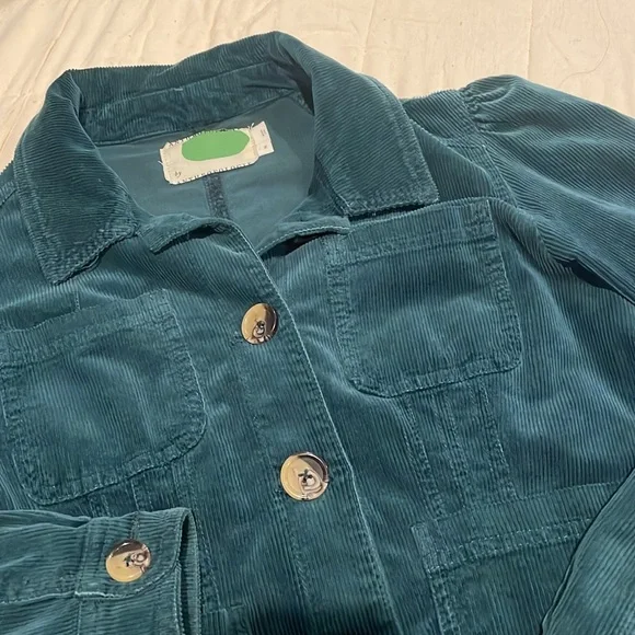 By Anthropologie Hunter Green Long Sleeve Corduroy Cropped Blazer! - Picture 5 of 11